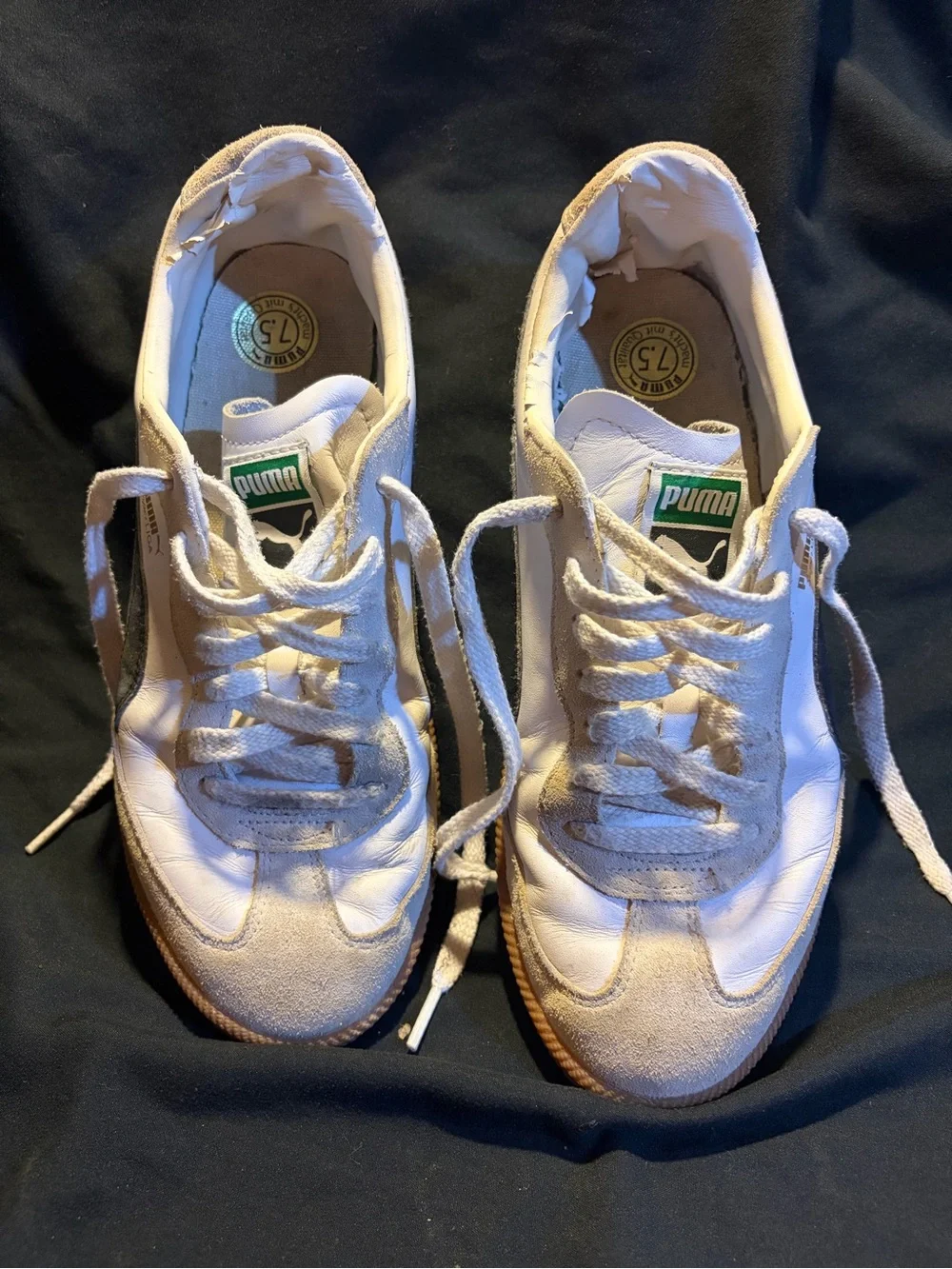 Puma White & Tan Classic Sneakers